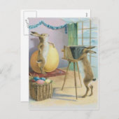 復活祭バニーカメラ写真復活祭カラー卵 シーズンポストカード (正面/裏面)