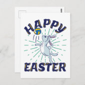 復活祭バニーバレーボールジャンプサーブ ポストカード (正面/裏面)