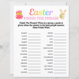 復活祭フレーズのゲームを終える