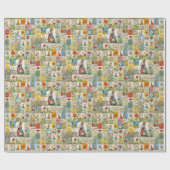 復活祭フローラのパッチワークBunnies & Wildflowers ラッピングペーパー (フラット)