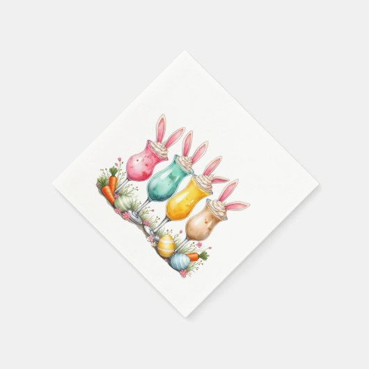 復活祭ラテバニー耳とラテの眼鏡 スタンダードカクテルナプキン (角)