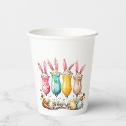 復活祭ラテバニー耳とラテの眼鏡 紙コップ (正面)