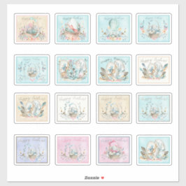 復活祭ラベルバニーバスケット花かわいい シール