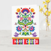 復活祭民俗垂直2カスタム文字 カード (黄色い花)