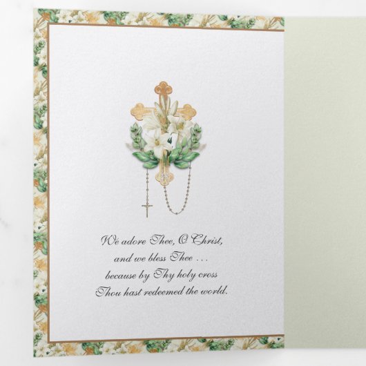 復活祭祈りの言葉イエズシーブントリフォールド 三つ折りクリスマスカード (内部最初)