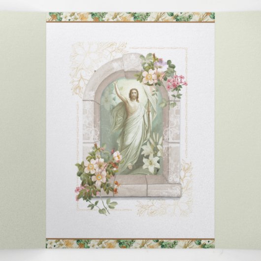 復活祭祈りの言葉イエズシーブントリフォールド 三つ折りクリスマスカード (内部中)