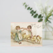 復活祭 – かわいい女の子と雛はがき – ヴィンテージ シーズンポストカード (スタンド正面)