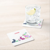 「復活祭」が花を咲かせたバニー スクエアペーパーコースター (インサイチュ)