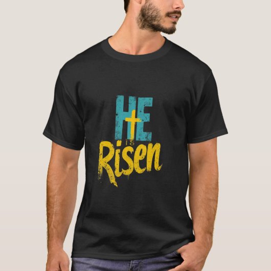 復活祭 主は蘇られた キリスト教の信仰 Tシャツ (正面)