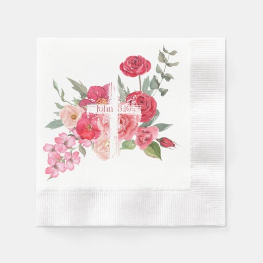 復活祭/十字架/ヨハネ3:16/イエス 縁ありカクテルナプキン (正面)