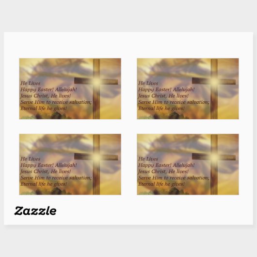 復活祭 – 宗教イエスとクリシフィックスの金ゴールド 長方形シール (シート)