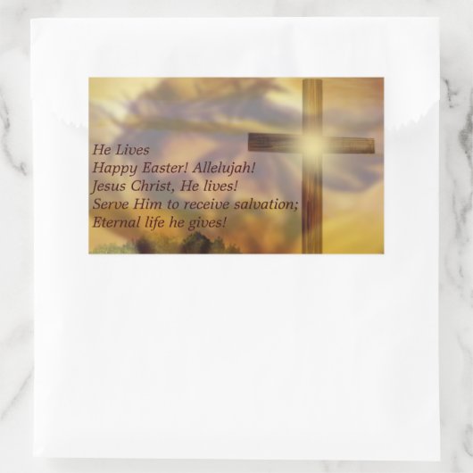 復活祭 – 宗教イエスとクリシフィックスの金ゴールド 長方形シール (バッグ)