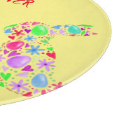 「復活祭」花咲きバニーのガラス切り板 カッティングボード (角)