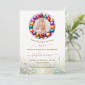 復活祭Some Bunny Girl写真1st Birthday 招待状 (スタンド正面)