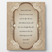復活聖なる書物、 経典、ジョン11-25、26 フォトプラーク (正面)
