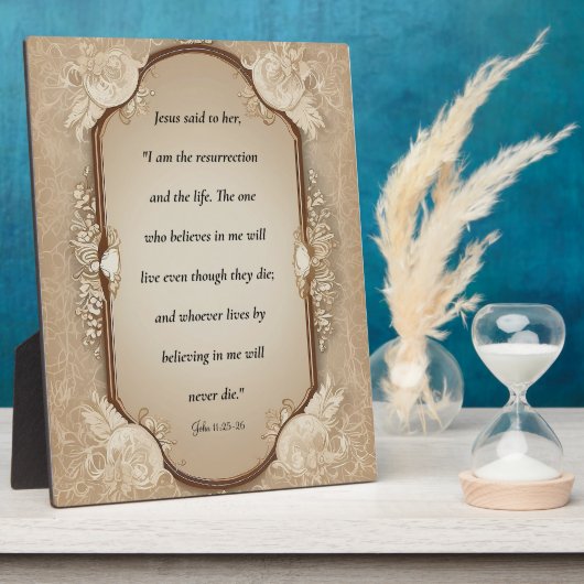 復活聖なる書物、 経典、ジョン11-25、26 フォトプラーク (側面)
