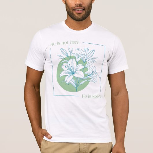 復活！ - グリーンとティールのユリ Tシャツ (正面)