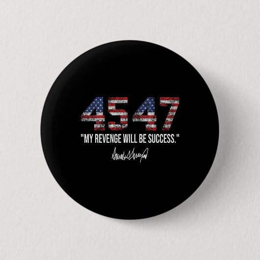 復讐は成功するアメリカ国旗トランプ2024 缶バッジ (正面)