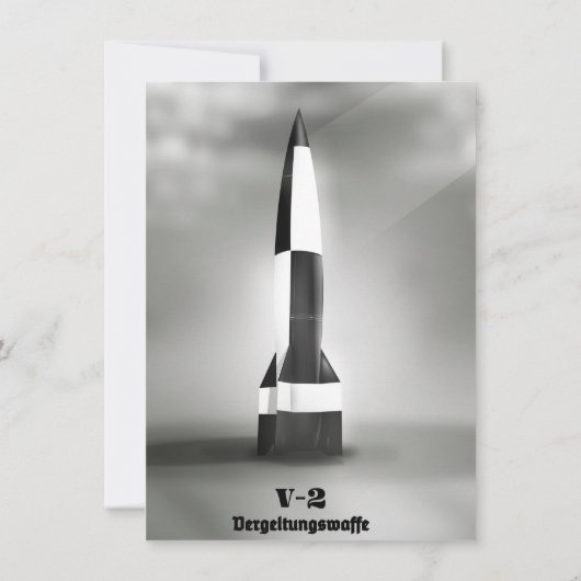 復讐兵器V2ロケット ビンテージスタイル 白黒 招待状 (裏面)