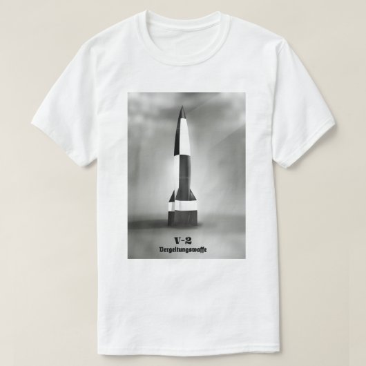 復讐兵器V2ロケット 白黒 ヴィンテージスタイル Tシャツ (デザイン正面)