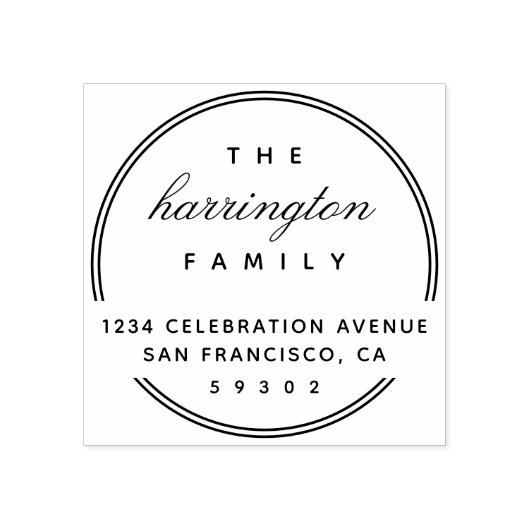 循環スクリプ縁どトファミリ差出人住所 ラバースタンプ (インプリント)