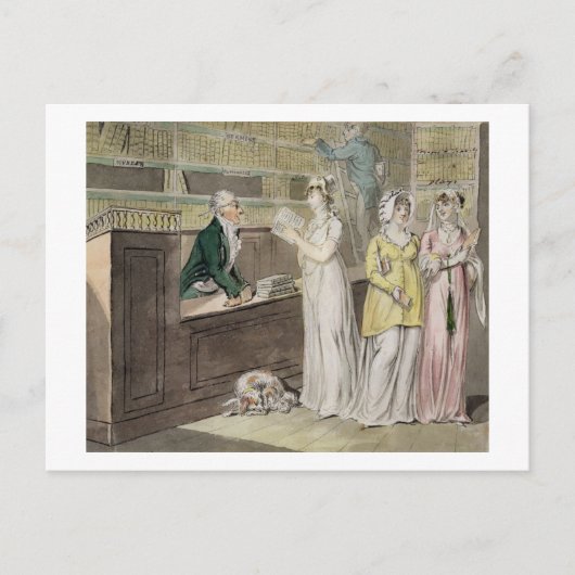 循環ライブラリ(ペンとインク、w/cおよびw ポストカード (正面)