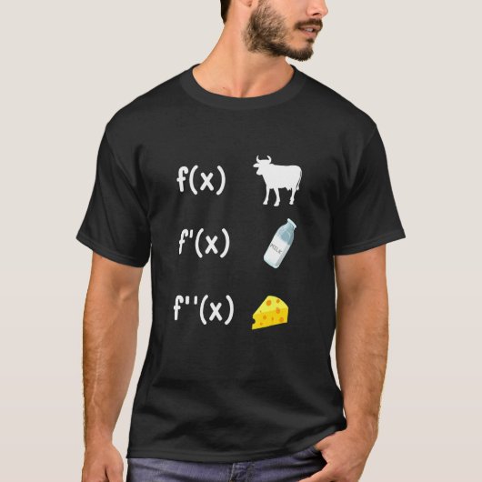 微分 数学ジョーク 牛 牛乳 チーズ 教師 科学 Tシャツ (正面)