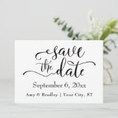 微妙なエレガントタイポグラフィブラック文字日付の保存 セーブザデート (スタンド正面)