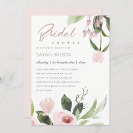 微妙なカラー洗浄赤面ピンクフローラブライダルシャワー 招待状