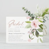 微妙なカラー洗浄赤面ピンクフローラブライダルシャワー 招待状 (スタンド正面)