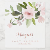 微妙なカラー洗浄赤面ピンクフローラベビーシャワー ワインラベル (シングルラベル)