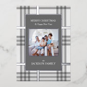 微妙なグレープレイドホリデーフォトクリスマスカード 箔シーズンカード (正面)
