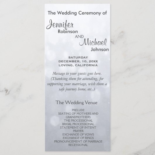 微妙なシルバー《写真》ぼけ味ライト結婚式 プログラム (正面)