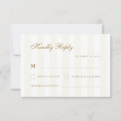 微妙なストライプ金ゴールド沿岸の目的地の結婚式 出欠カード (正面)