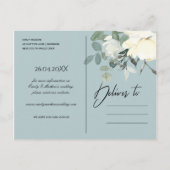 微妙なソフトアイボリーホワイトフローラバンチ日付を保存 案内ポストカード (裏面)