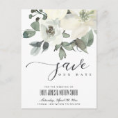 微妙なソフトアイボリーホワイトフローラバンチ日付を保存 案内ポストカード (正面)