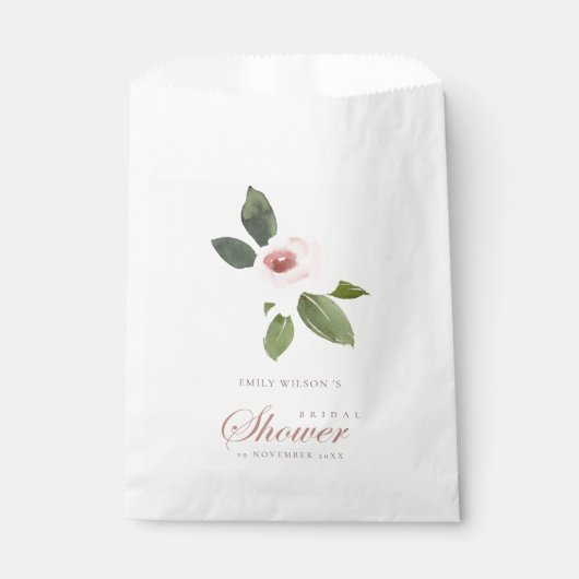微妙なソフト赤面ピンクローズフローラブライダルシャワー フェイバーバッグ (正面)