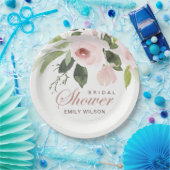 微妙なソフト赤面ピンクローズフローラブライダルシャワー ペーパープレート (パーティー)