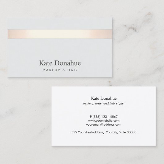 微妙なバラストライプのスタイリッシュエレガント金ゴールドグレー2 名刺 (正面/裏面)