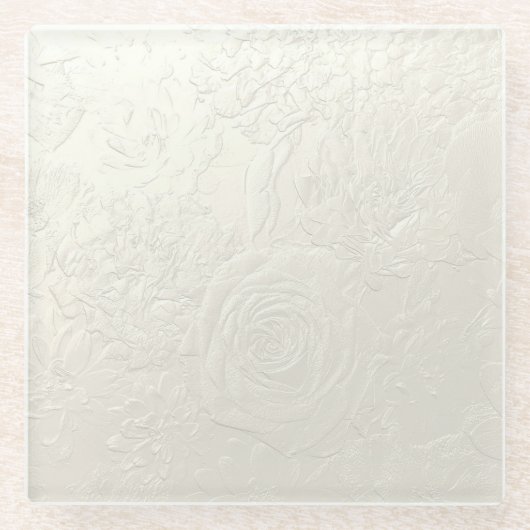 微妙なバラ ガラスコースター (正面)