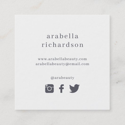 微妙なピンクおよびモモの花柄|の会合媒体アイコン スクエア名刺 (裏面)