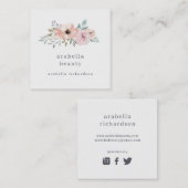 微妙なピンクおよびモモの花柄|の会合媒体アイコン スクエア名刺 (正面/裏面)