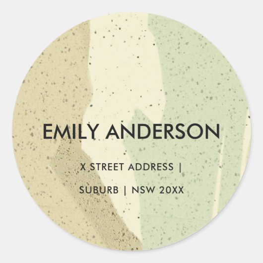 微妙なピンクのグレーモダン抽象芸術アート波アドレス ラウンドシール (正面)