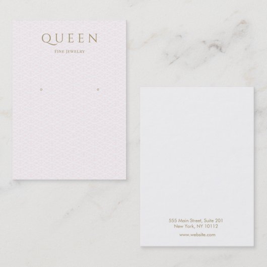 微妙なピンクのパターンのイヤリングジュエリー表示 名刺 (正面/裏面)