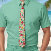 微妙なフローラハイビスカスハワイアン ネクタイ