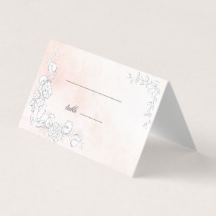 微妙なモダン赤面フローラ結婚のテーブルカード