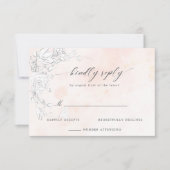 微妙なモダン赤面フローラRSVPカード 出欠カード (正面)