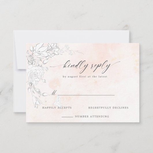 微妙なモダン赤面フローラRSVPカード 出欠カード (正面)