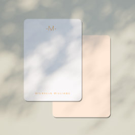 微妙なモノグラムのモダンイニシャルと名前 ノートカード