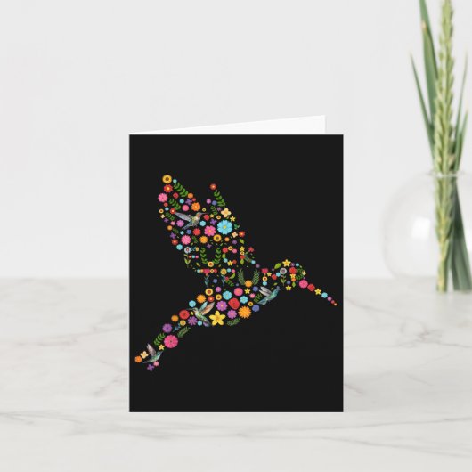 微妙な反トランプ フラワーコラージ ハミングバード 隠されたメッセージ カード (正面)